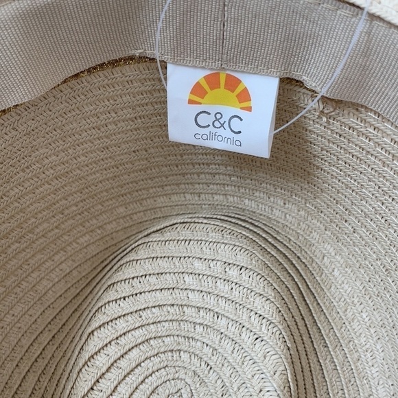 C&C California Tan Gold trim summer hat OS NWT - Picture 4 of 4